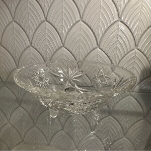VTG STAR OF DAVID STARBURST 7” footed GLASS BOWL